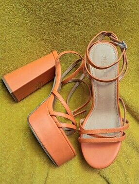 Truffle Collection orange strappy platform sandals